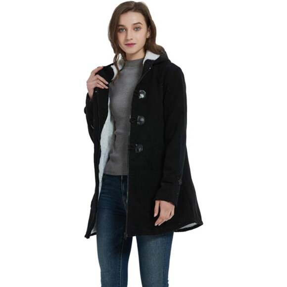 VOGRYE Womens Winter Fashion Outdoor Warm Wool Blended Classic Pea Coat Jacket - Picture 2 of 7
